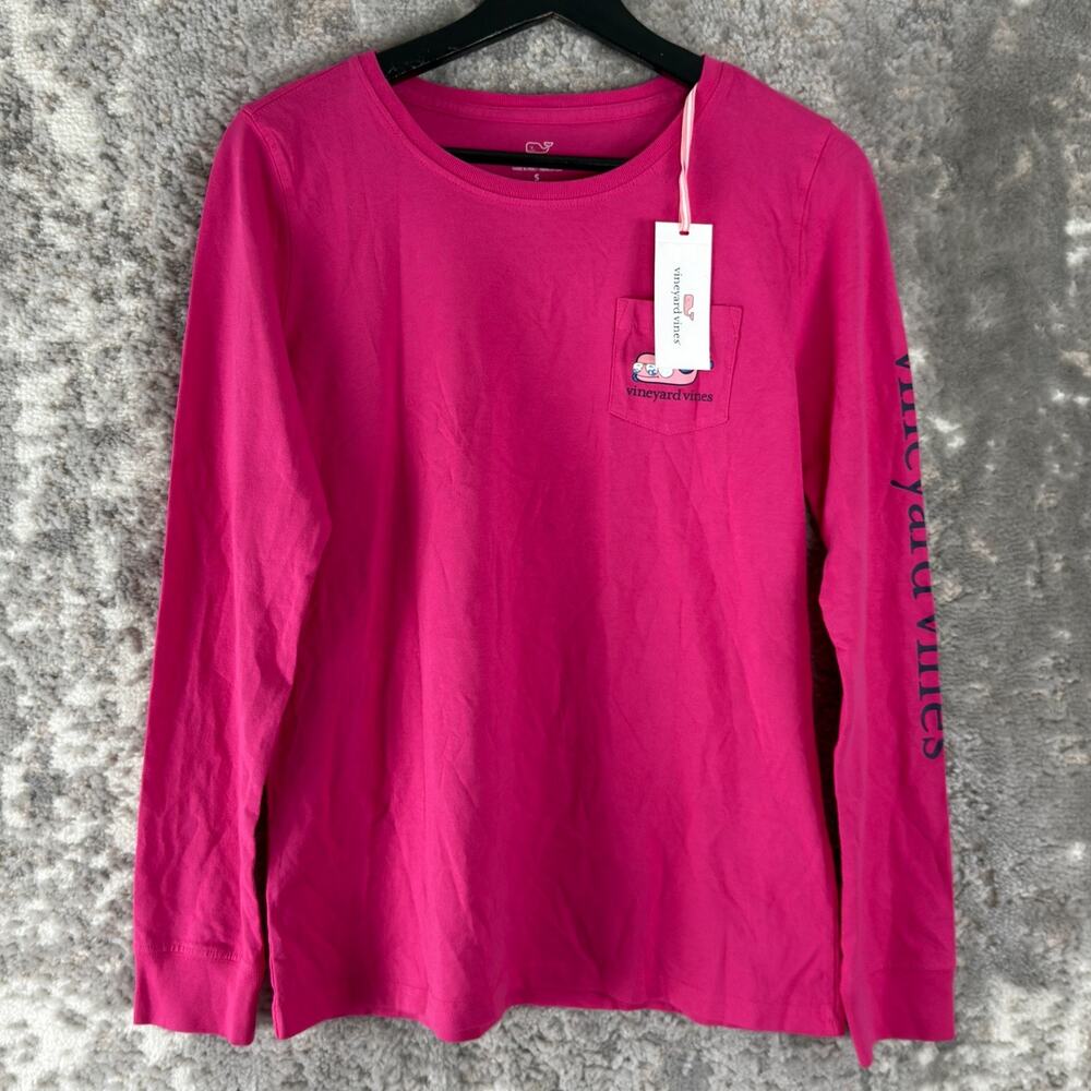 NEW Vineyard Vine Sz S Snow Bunny Whale Casual Top Pink Long Sleeve T Shirt NWT